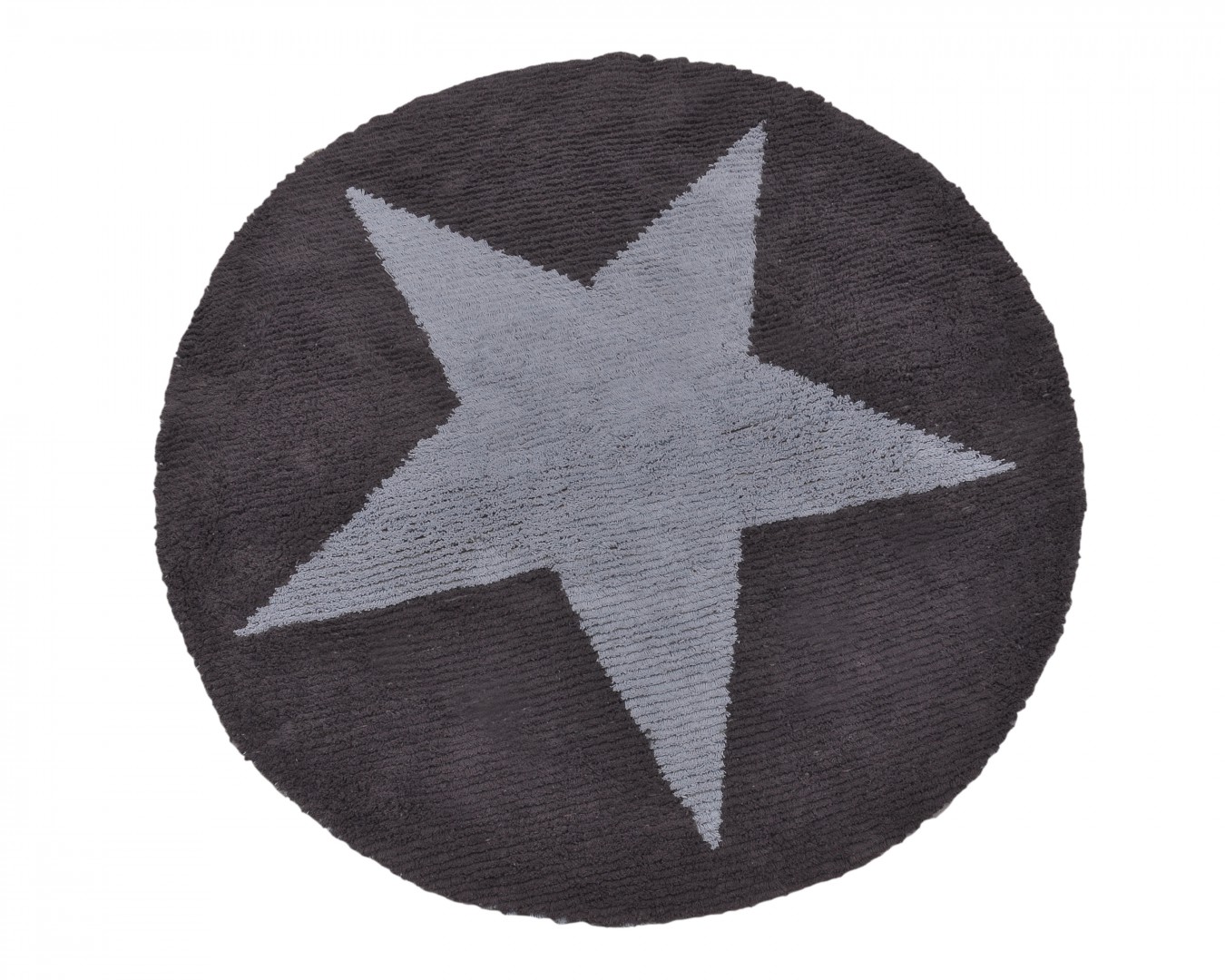 BioKinder | Wende-Teppich rund mit Stern blau/grau aus ...