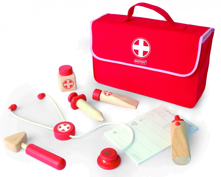 Arztkoffer mit Zubehör Arzttasche Doktorkoffer Doktorset Holz ...